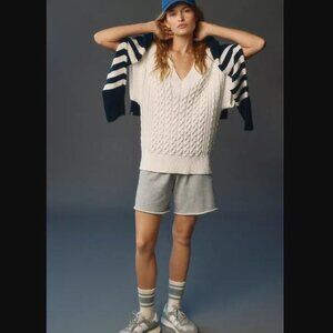 Ann Taylor V-Neck Cable Oversized Sweater Vest Size S